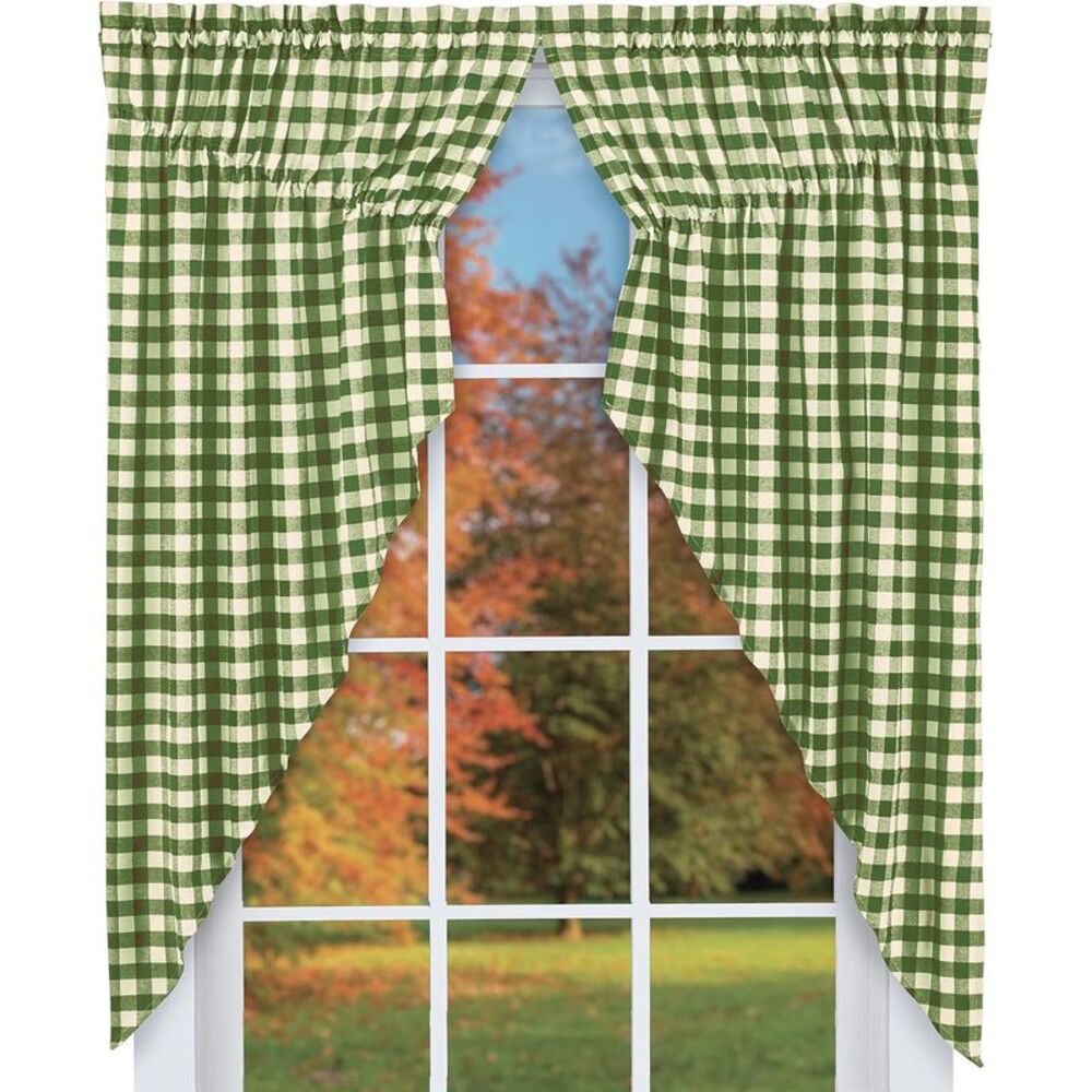 Collections Etc Buffalo Check Country Style Window Swag Curtain Set